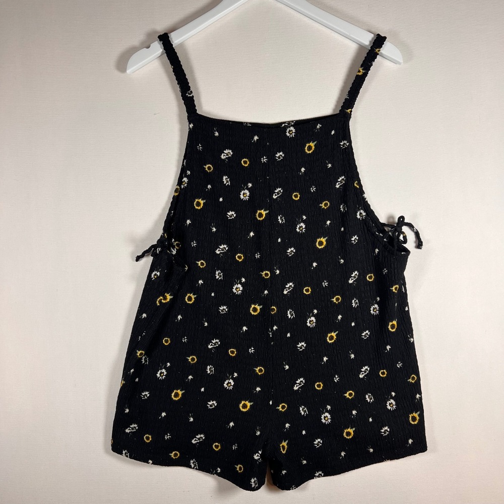 Self Esteem Kids Girls Romper L 14.5/16.5 Black Floral Boho Daisy Sunflower